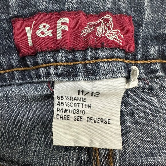 Vintage Y&F Womens High-Waisted Denim Jeans Size 11/12 With Embroidered Details - Picture 3 of 8